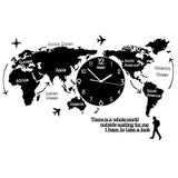 World Map 3D Stickers Hanging Clock