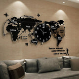 World Map 3D Stickers Hanging Clock
