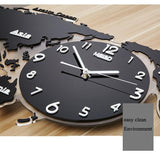 World Map 3D Stickers Hanging Clock